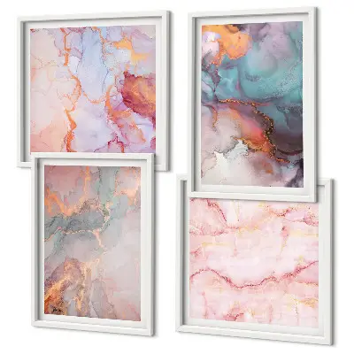 Abstract pastel patterns wall art set of 4 pieces