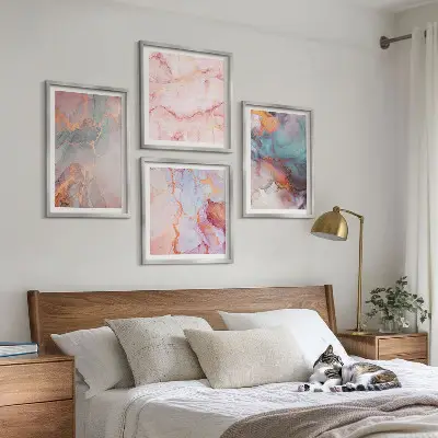 Abstract pastel patterns wall art set of 4 pieces