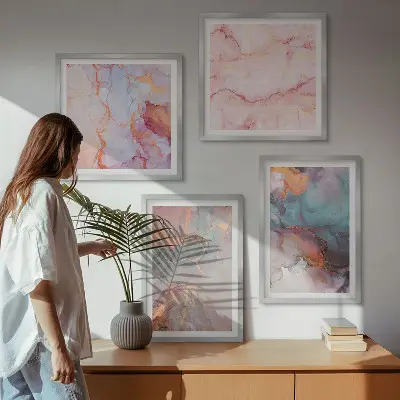 Abstract pastel patterns wall art set of 4 pieces