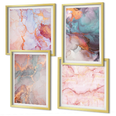 Set of 4 wall art pieces Abstract pastel patterns