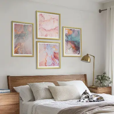 Abstract pastel patterns wall art set of 4 pieces