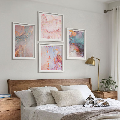 Set of 4 wall art pieces Abstract pastel patterns