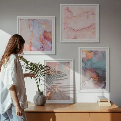 Abstract pastel patterns wall art set of 4 pieces