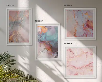 Abstract pastel patterns wall art set of 4 pieces