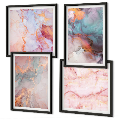 Set of 4 wall art pieces Abstract pastel patterns