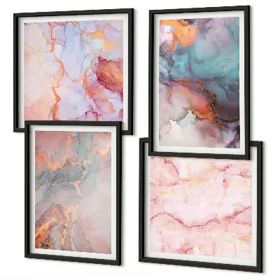 Abstract pastel patterns wall art set of 4 pieces
