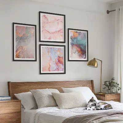 Abstract pastel patterns wall art set of 4 pieces