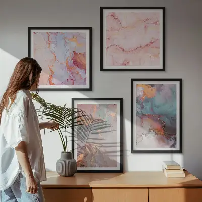 Abstract pastel patterns wall art set of 4 pieces