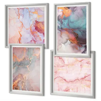 Abstract pastel patterns wall art set of 4 pieces