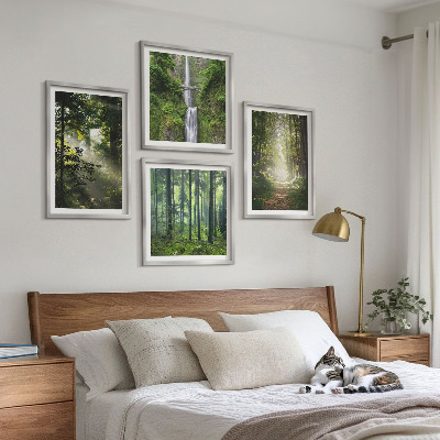 Multi-piece wall decor set Green forests rays of light