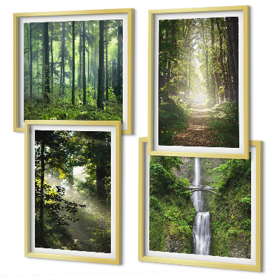 Multi-piece wall decor set Green forests rays of light
