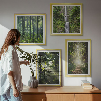 Multi-piece wall decor set Green forests rays of light