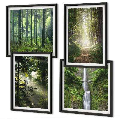 Multi-piece wall decor set Green forests rays of light