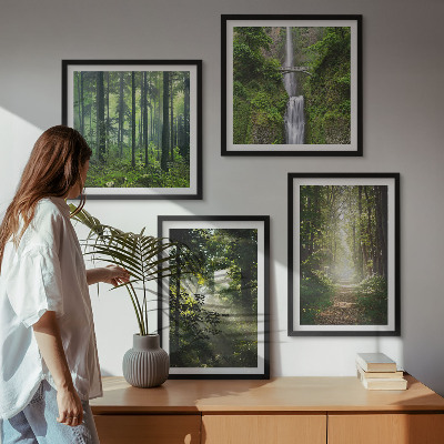 Multi-piece wall decor set Green forests rays of light