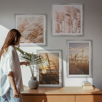 Wall art set Boho grass field sunset