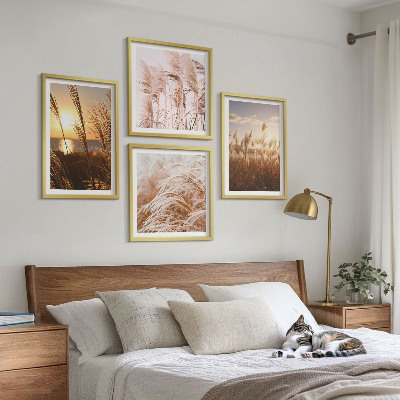 Wall art set Boho grass field sunset