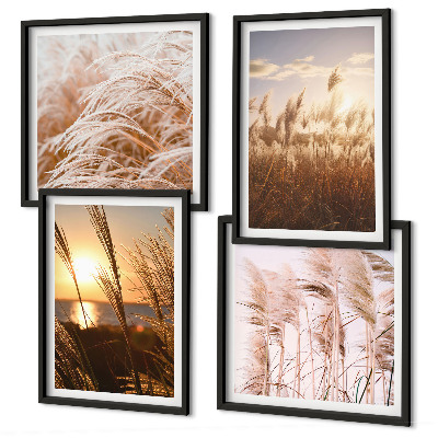 Wall art set Boho grass field sunset