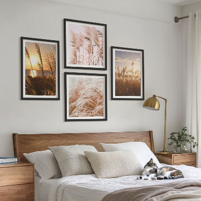 Wall art set Boho grass field sunset