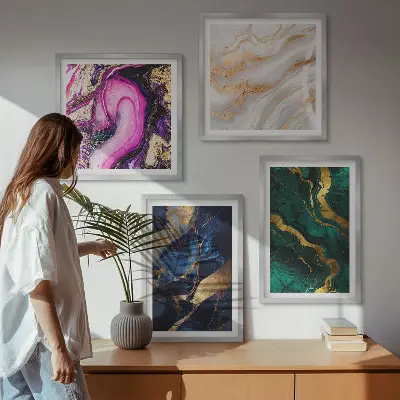 Abstract marble wall art set set of 4 pieces