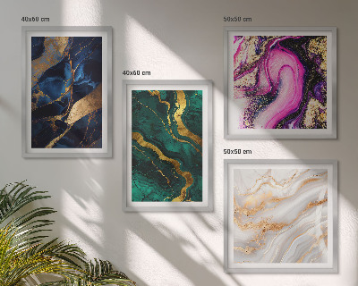 Set of 4 wall art pieces Abstract marble with paints