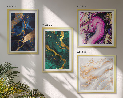 Set of 4 wall art pieces Abstract marble with paints