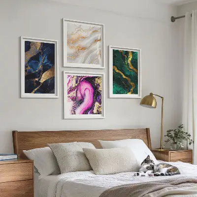 Abstract marble wall art set set of 4 pieces