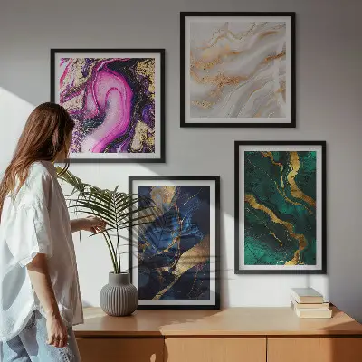 Abstract marble wall art set set of 4 pieces