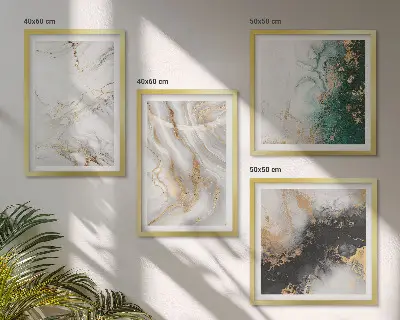 Multi-piece wall decor set with abstract patterns in white black and green