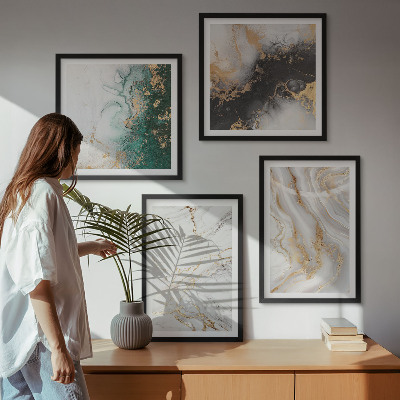 Multi-piece wall decor set Abstract patterns white black green