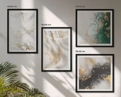 Multi-piece wall decor set with abstract patterns in white black and green