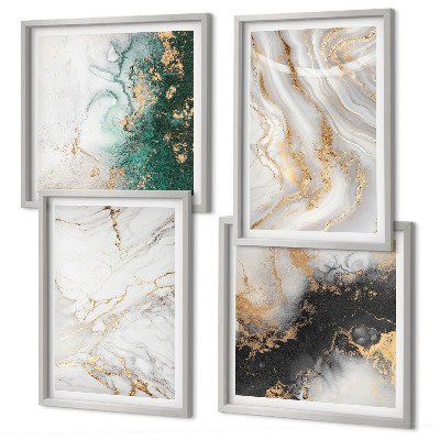 Multi-piece wall decor set Abstract patterns white black green