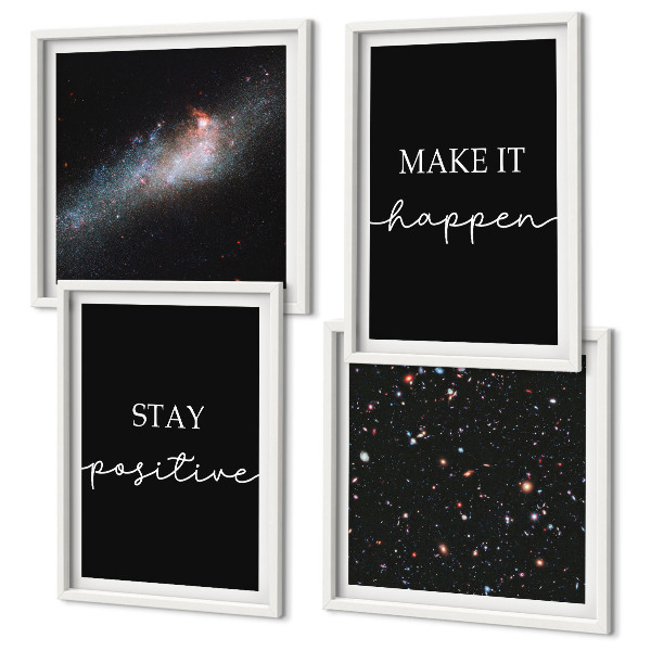Wall art set Motivational slogans stars space