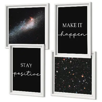 Wall art set motivational slogans with a space and stars theme