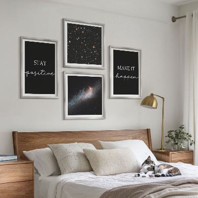 Wall art set Motivational slogans stars space