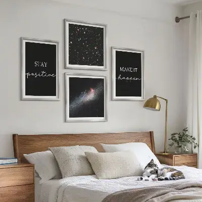 Wall art set motivational slogans with a space and stars theme