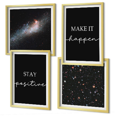 Wall art set Motivational slogans stars space