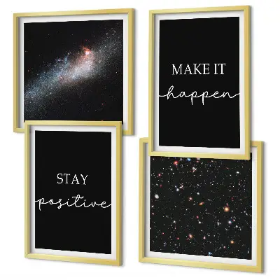 Wall art set motivational slogans with a space and stars theme