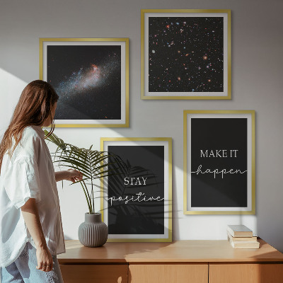 Wall art set Motivational slogans stars space