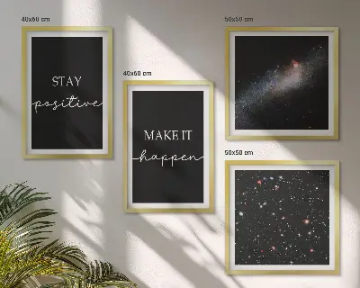 Wall art set motivational slogans with a space and stars theme