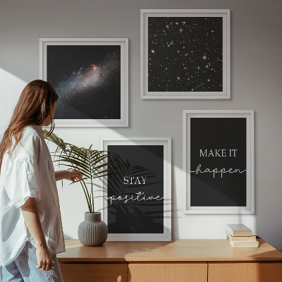 Wall art set Motivational slogans stars space