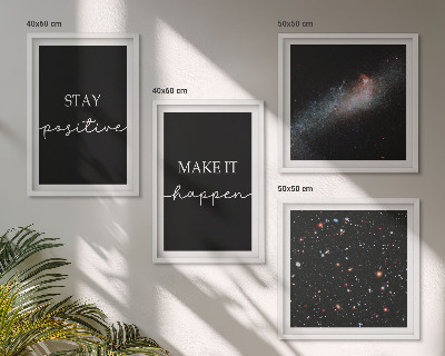 Wall art set Motivational slogans stars space
