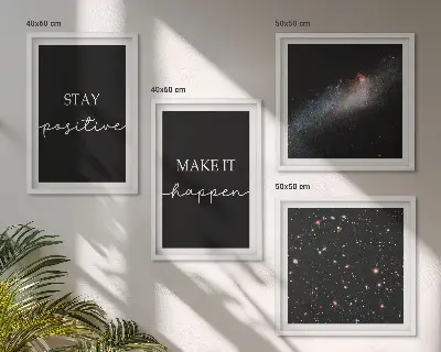 Wall art set motivational slogans with a space and stars theme