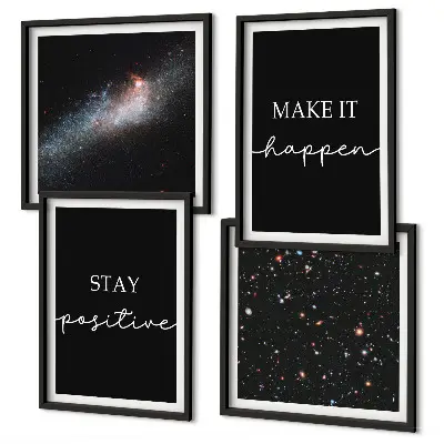 Wall art set motivational slogans with a space and stars theme