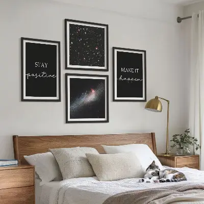 Wall art set motivational slogans with a space and stars theme