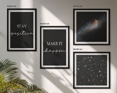 Wall art set Motivational slogans stars space