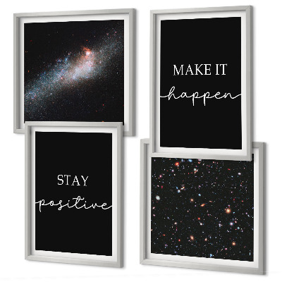 Wall art set Motivational slogans stars space