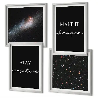 Wall art set motivational slogans with a space and stars theme