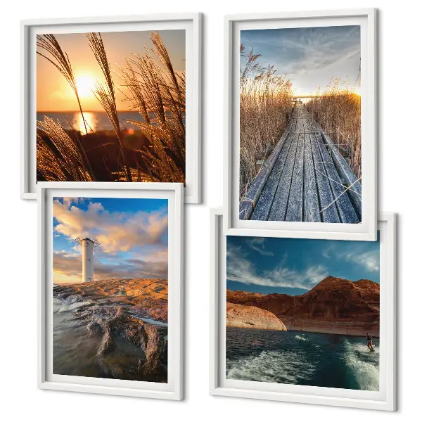 Lighthouse grass jetty wall art set of 4 pieces
