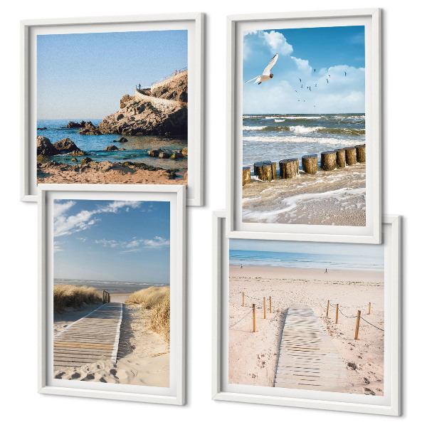 Multi-piece wall decor set Beach, sand, waves, sky, birds