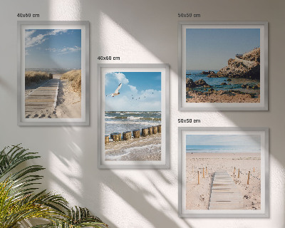 Multi-piece wall decor set Beach, sand, waves, sky, birds